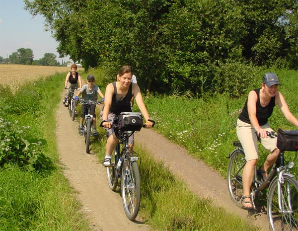 Radler auf dem Bode-Radweg zwischen Hadmersleben und Gro&szlig;germersleben